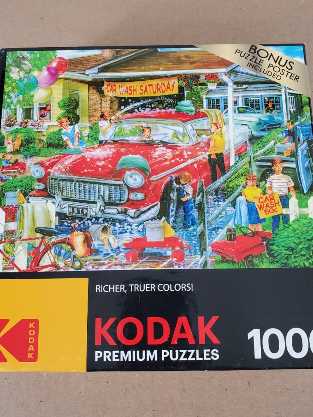 Kodak Premium Jigsaw Puzzle Car Wash Saturday 1000 Pieces Bonus Poster Sealed